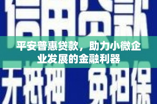 柳州平安普惠贷款，助力小微企业发展的金融利器