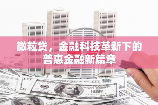 柳州微粒贷，金融科技革新下的普惠金融新篇章