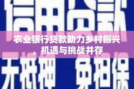 柳州农业银行贷款助力乡村振兴，机遇与挑战并存