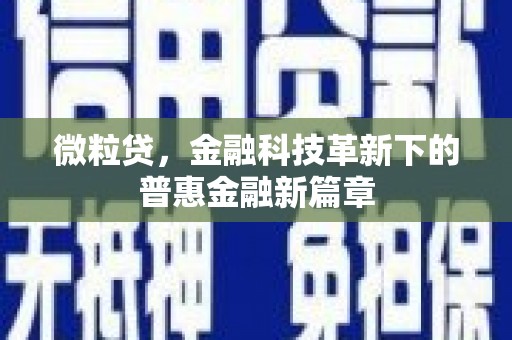 柳州微粒贷，金融科技革新下的普惠金融新篇章