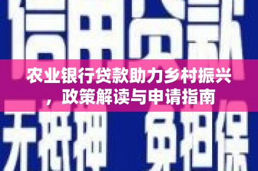 柳州农业银行贷款助力乡村振兴，政策解读与申请指南